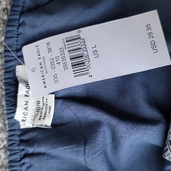 NWT American Eagle Cotton/Linen Blend Tank, Size Large, Color Blue/White - Picture 10 of 10